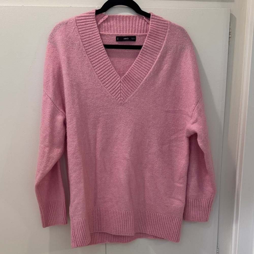 Mango Soft Pink V-Neck Sweater